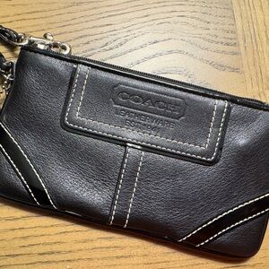 NEW:  Coach Black Leather Wristlet